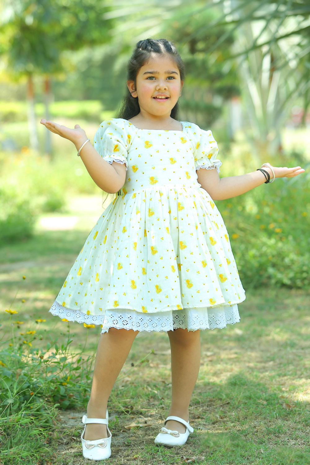Girls Printed Lace Dress