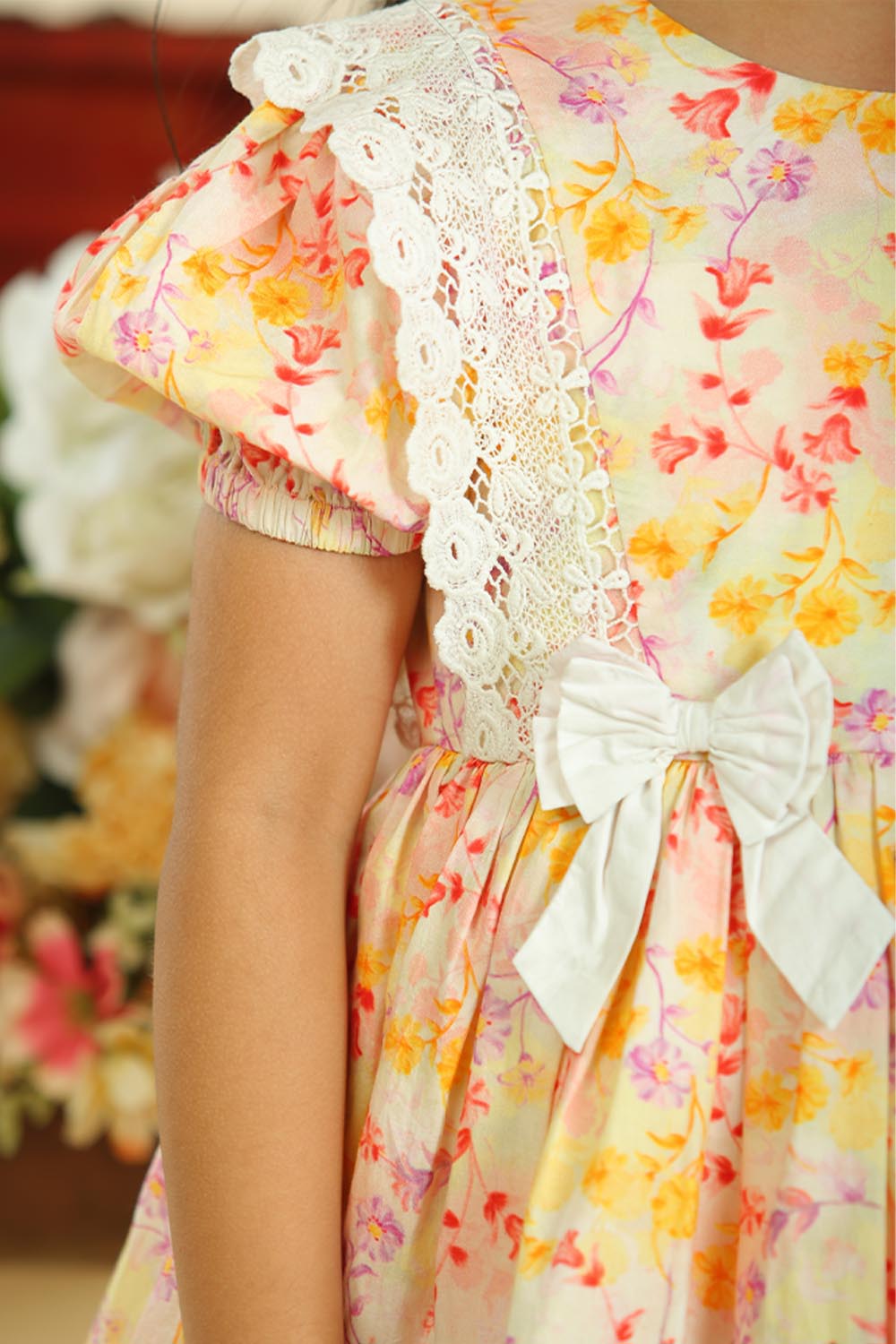 Lace Petal Puff Dress