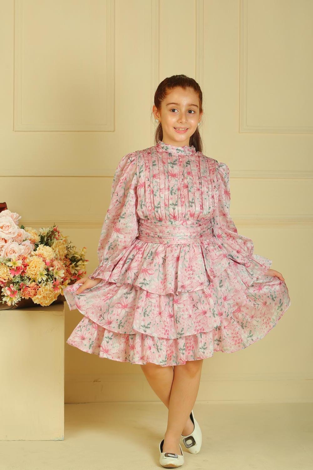 Sweet Violet Girls Flared Printed Dress