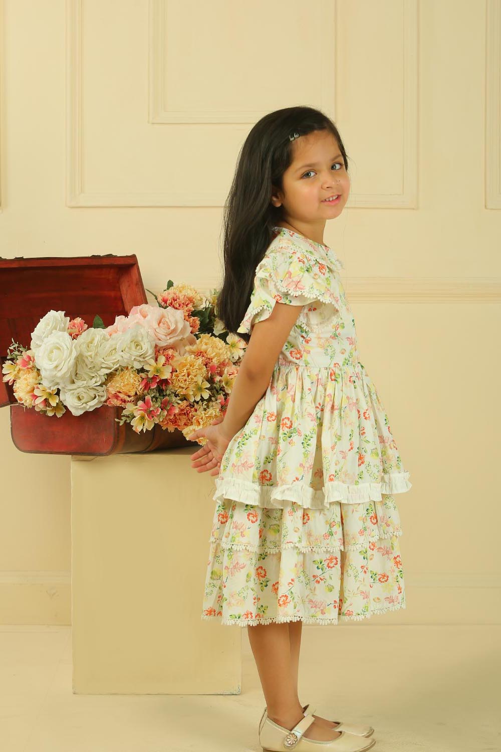 Ivory Twinkle- Long Flared Girls Dress