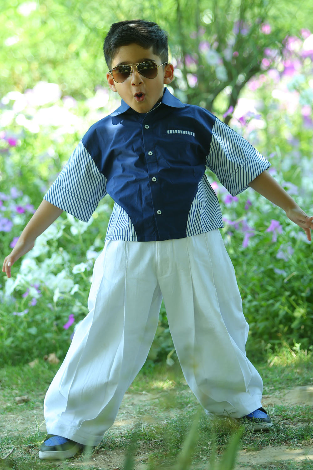 white relaxed kids pants